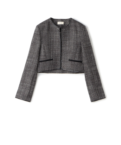 ウールリネンツイード クロップドジャケット