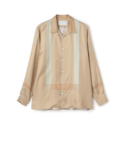 シルクツイル パネルプリント オープンカラーシャツ