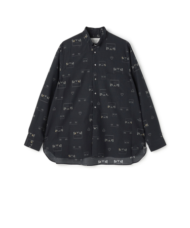 コットンシルクプリント ロングスリーブシャツ