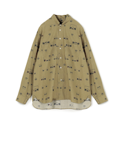 コットンシルクプリント ロングスリーブシャツ