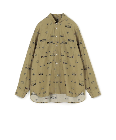 コットンシルクプリント ロングスリーブシャツ