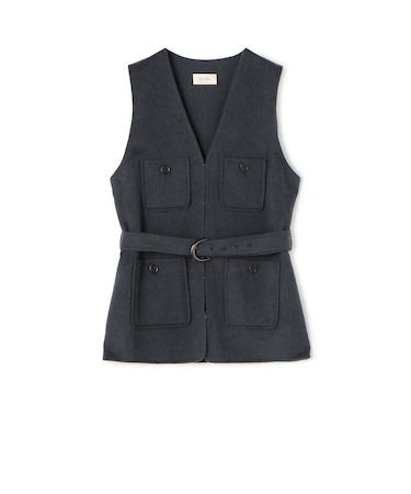 ライトダブルフェイスシャギー ベルテッドジレ