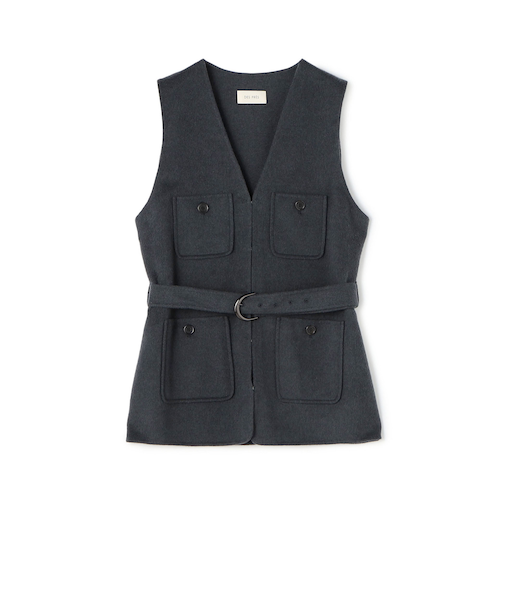 ライトダブルフェイスシャギー ベルテッドジレ