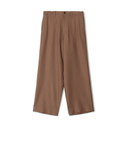 ウールギャバジン ノープリーツバレルパンツ