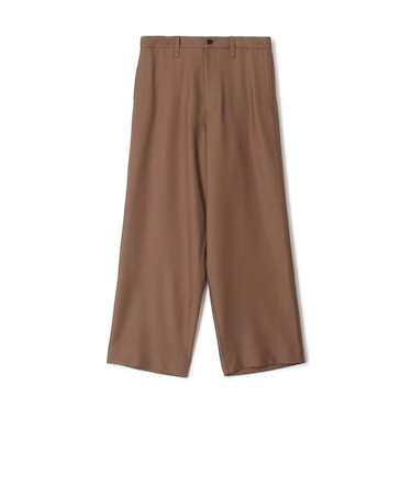 ウールギャバジン ノープリーツバレルパンツ