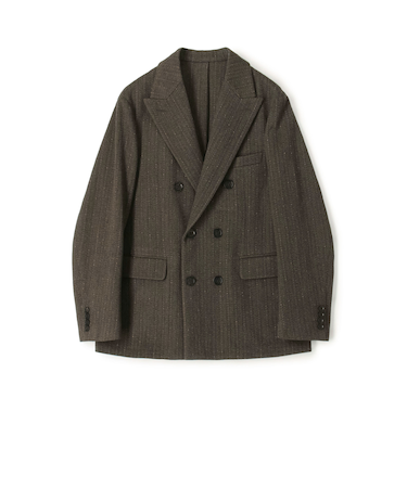 ウールアクリルナイロンストライプ ダブルブレステッド6Bジャケット