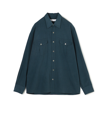 シルクタフタ ダブルポケット レギュラーカラーシャツ