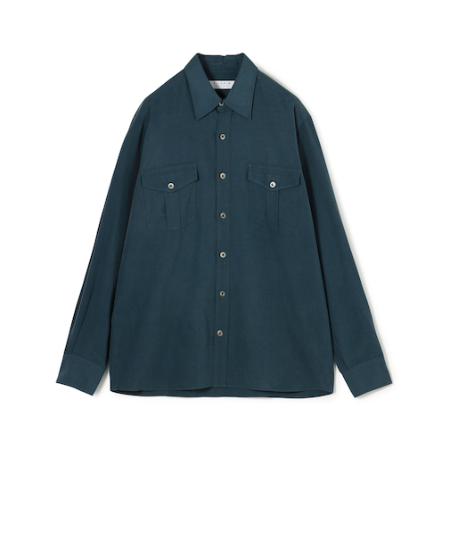 シルクタフタ ダブルポケット レギュラーカラーシャツ