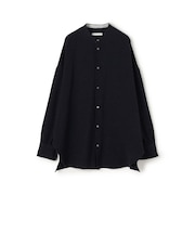 エアリーサッカー スタンドカラーロングシャツ