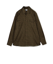 コットンツイル ペイズリープリント ダブルポケットレギュラーカラーシャツ