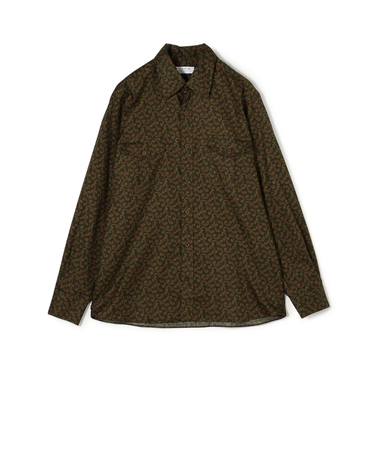 コットンツイル ペイズリープリント ダブルポケットレギュラーカラーシャツ