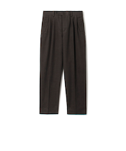 コットンシルクモールスキン 1プリーツ テーパードパンツ