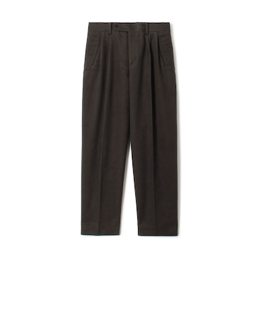 コットンシルクモールスキン 1プリーツ テーパードパンツ