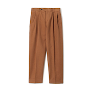 コットンシルクモールスキン 1プリーツ テーパードパンツ