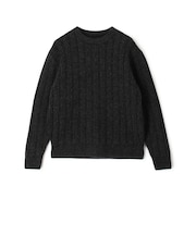 ウールカシミヤシルク リブクルーネックプルオーバーニット