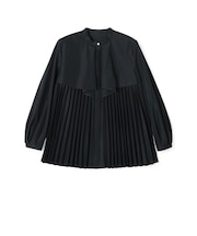 プリーツコンビ フロントドレープブラウス