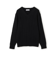 コットンケーブル Vネックニット
