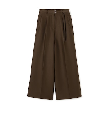 コットンシルクダブルクロス ストレートワイドパンツ