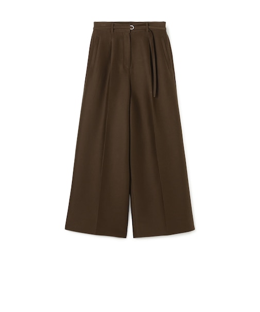 コットンシルクダブルクロス ストレートワイドパンツ