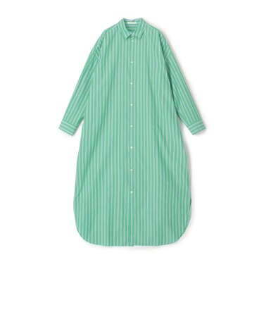 ストライプブロード ロングシャツワンピース