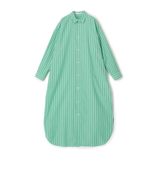 ストライプブロード ロングシャツワンピース