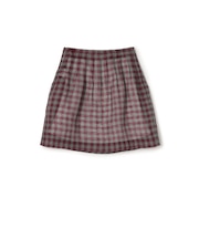 SHUSHU/TONG Low Pleated Skirt リネン チェックスカート