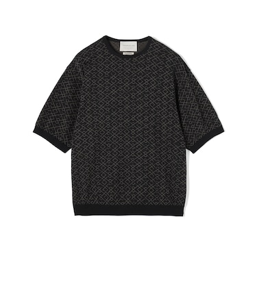 TOMORROWLAND tricot ジオメトリック柄 強撚ハイゲージコットンニットTシャツ