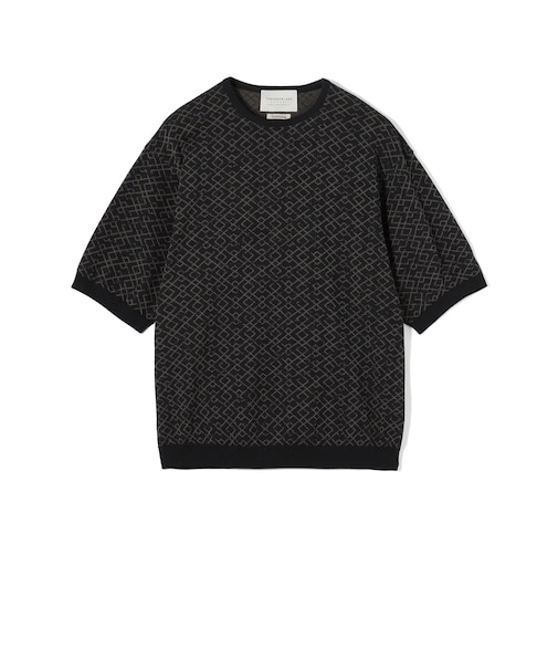 TOMORROWLAND tricot ジオメトリック柄 強撚ハイゲージコットンニットTシャツ