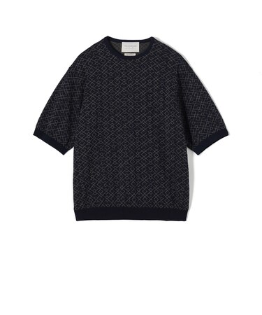 TOMORROWLAND tricot ジオメトリック柄 強撚ハイゲージコットンニットTシャツ