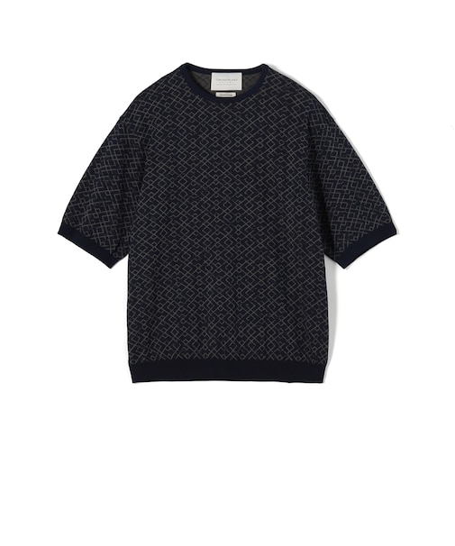 TOMORROWLAND tricot ジオメトリック柄 強撚ハイゲージコットンニットTシャツ