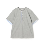 コットンレイヤードヘンリーTシャツ