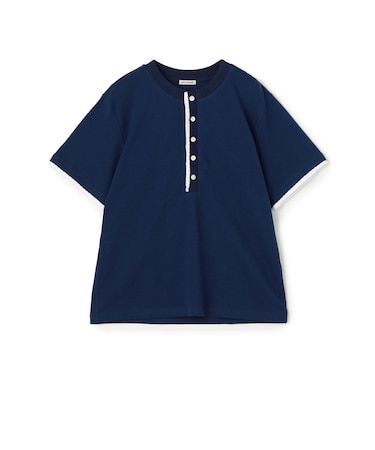 コットンレイヤードヘンリーTシャツ