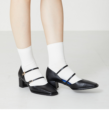 ダブルストラップヒールパンプス