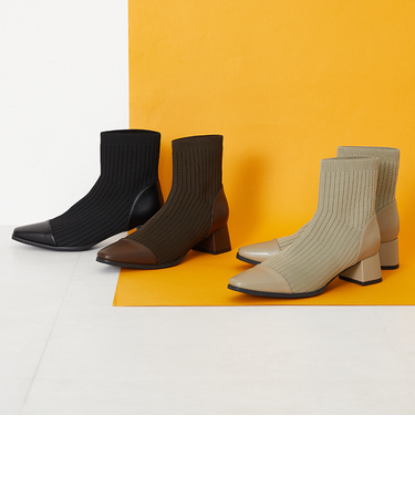 切替ニットヒールブーツ