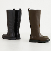 ラウンドトゥローヒールロングブーツ