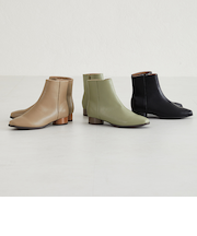 スクエアトゥラウンドヒールブーツ