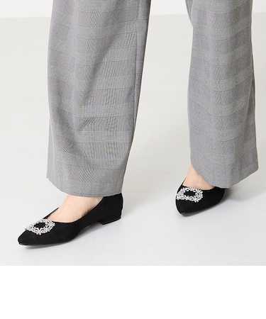 ビジューフラットパンプス