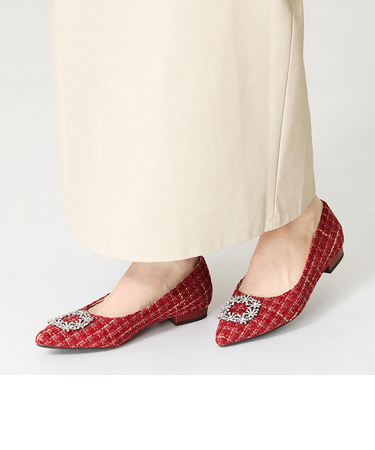 ビジューフラットパンプス