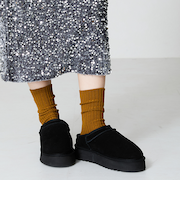 厚底ムートンスリッポンシューズ