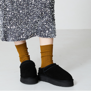厚底ムートンスリッポンシューズ