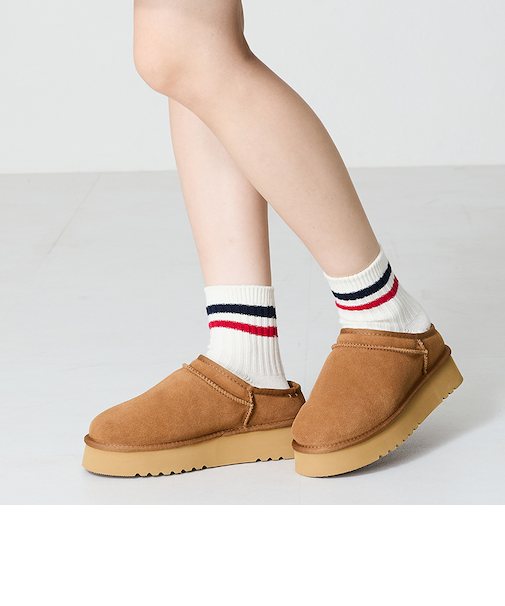 厚底ムートンスリッポンシューズ