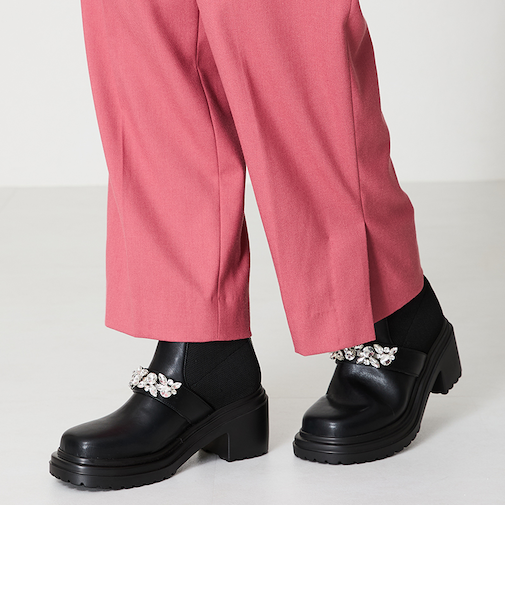 ビジューベルトニットドッキンブブーツ