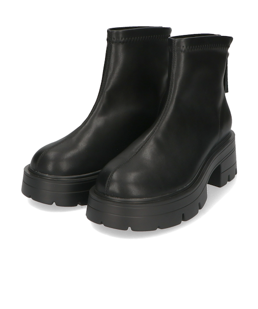 ソフトレザー厚底ショートブーツ