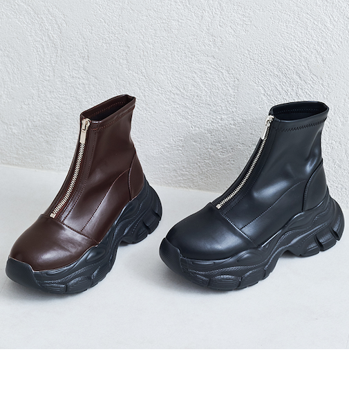 フロントジップスニーカーソールブーツ