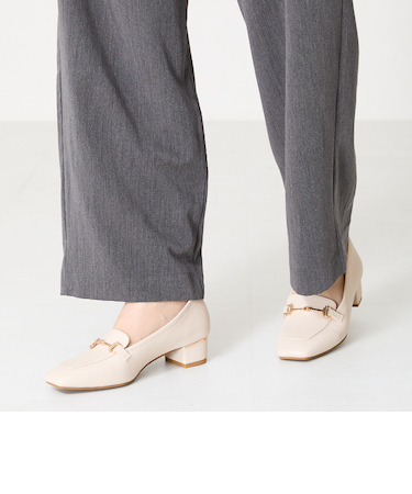 メタリックラインビットヒールローファー