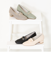 メタリックラインビットヒールローファー