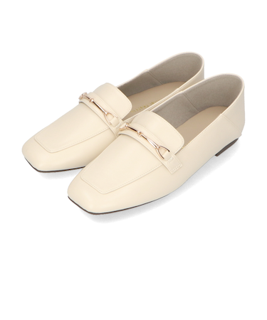 スクエアトゥモチーフバブーシュローファー