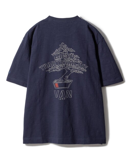 プリント刺繍Tシャツ＜盆栽＞＜スラブ天竺＞