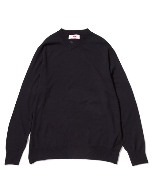 Vネックセーター＜エルボーパッチ＞