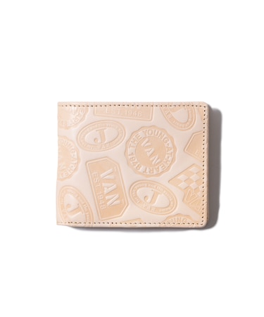 二つ折り財布<ヌメ革総柄>